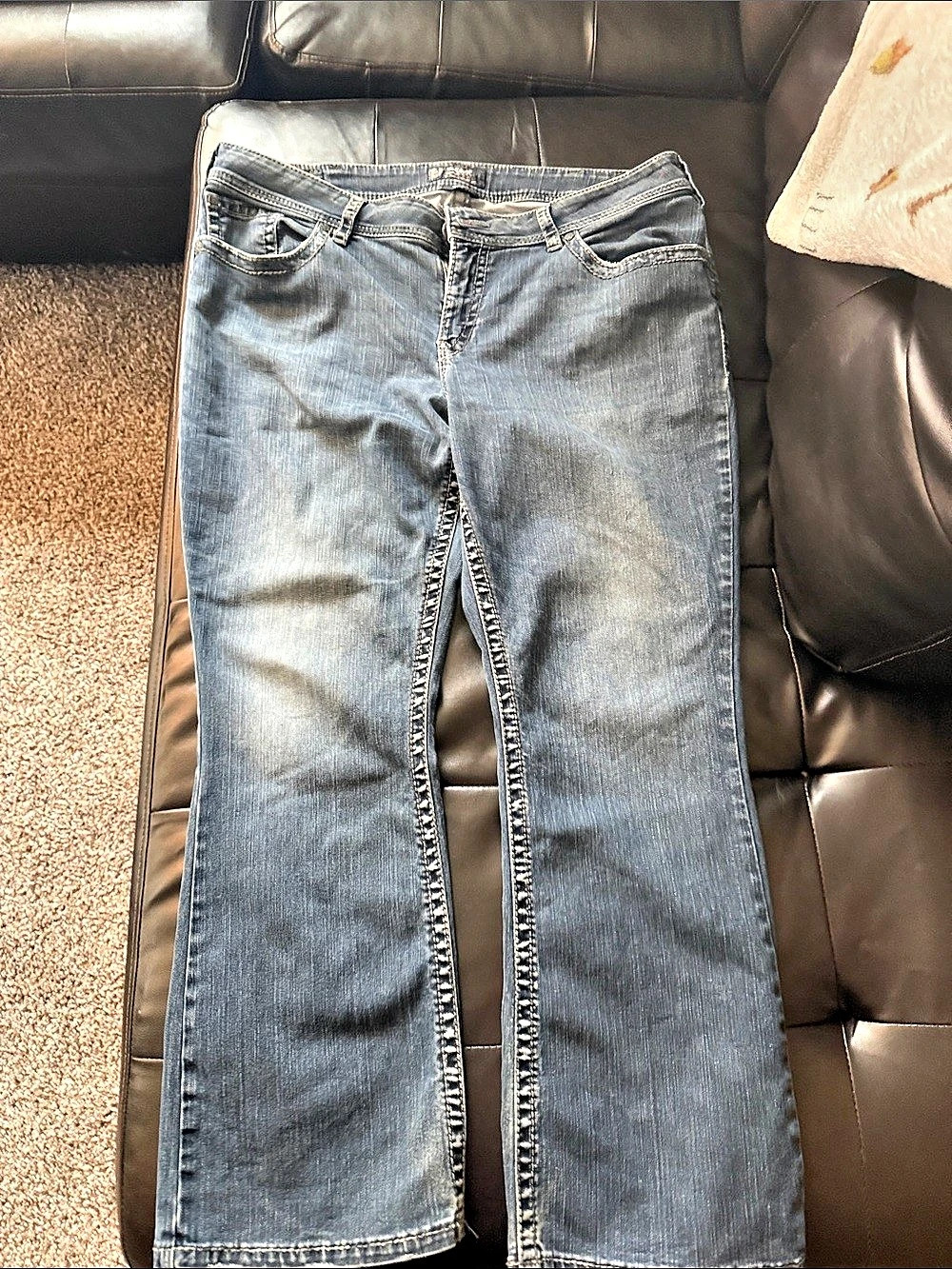 Silver Women's Bootcut Jeans Blue Waist 10 Good